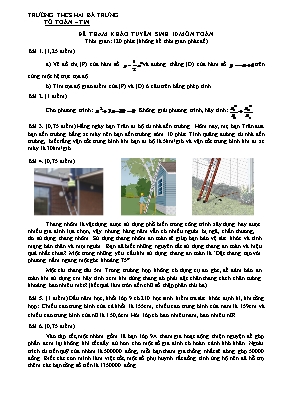 Đề tham khảo tuyển sinh Lớp 10 môn Toán - Trường THCS Hai Bà Trưng